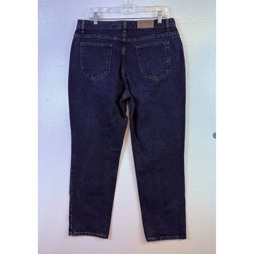 Riders Lee Jeans Womens size 16 M Dark Wash Blue Denim Straight Western Hipster‎